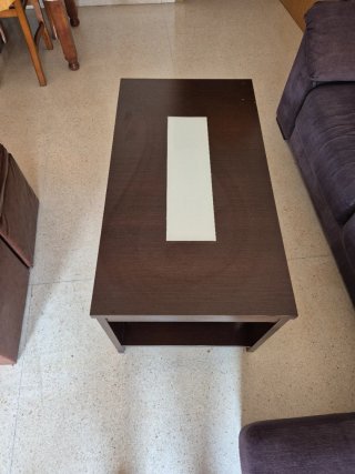 Mesa de salón madera y cristal