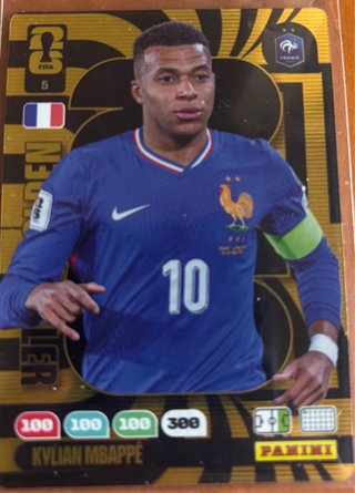 Ficha Mbappe Golden Ball Panini Mundial 26