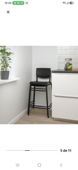 Taburete IKEA STIG Negro Nuevo (3 uds.)