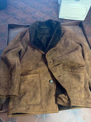 Giacca Uomo Vintage Scamosciata Marrone Pelliccia