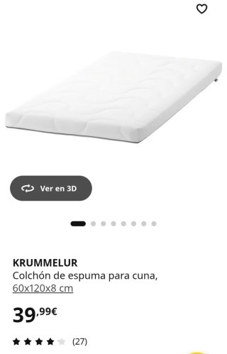 Colchón cuna IKEA KRUMMELUR 60x120x8 cm