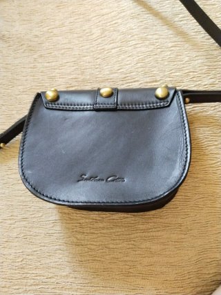 Bolso piel Southern Cotton negro tachuelas
