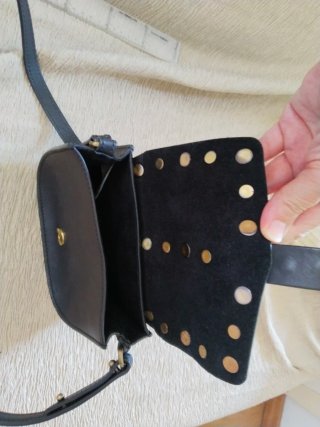 Bolso piel Southern Cotton negro tachuelas