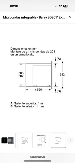 Microondas Balay Inox Integrable 3CG6112X3 precint