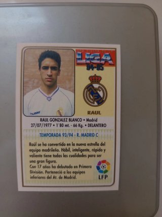 Cromo Raúl Real Madrid Nº72 94/95