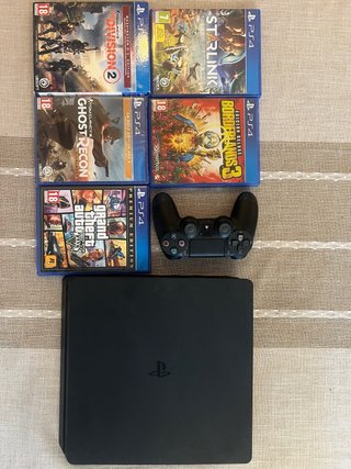 PS4 Slim 1TB + Mando + 5 Juegos