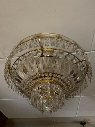 Lámpara de techo cristal tallado dorada