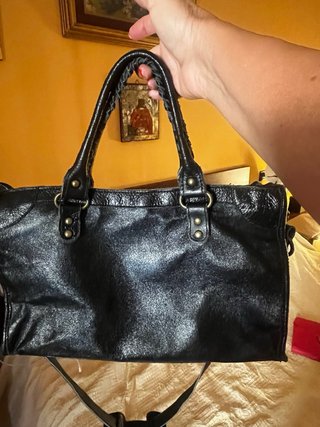 Borsa artigianale in pelle nera