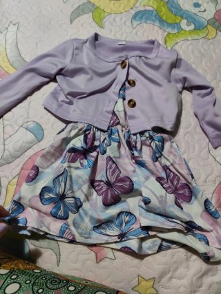 Conjunto bebé vestido y rebeca mariposas