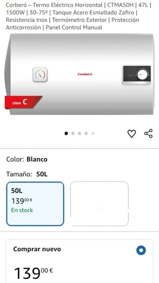 Termo Eléctrico Corberó Horizontal 47L
