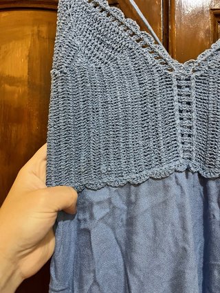 Vestido Azul con Pecho de Punto Stradivarius M/L