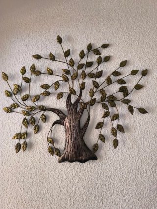 Árbol Decorativo Pared Metal Dorado