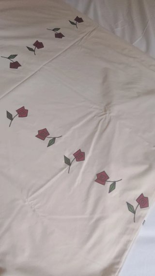 Funda Nórdica Sbilla Beige con Rosas Rojas