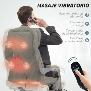 Silla de Oficina Masaje Calor Reclinable Beige