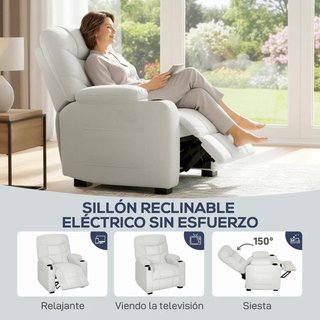 Sillón Relax Eléctrico Memoria Reclinable Crema