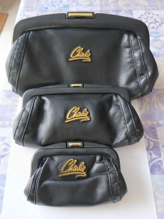 3 Portafogli Vintage Charlie in Pelle Sintetica Nero