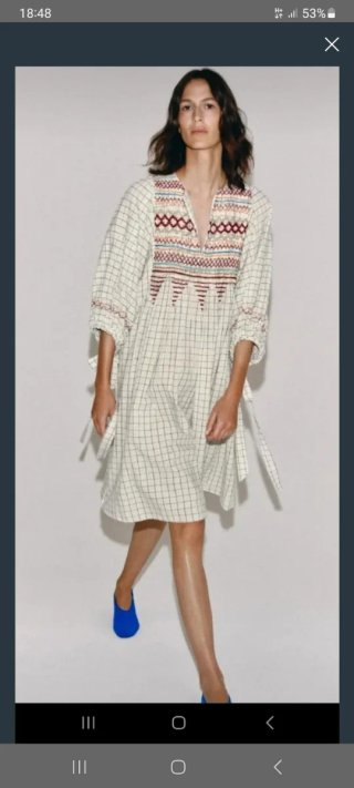Vestido Zara cuadros bordado talla única