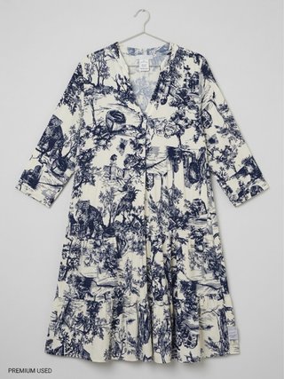 Vestido Premamá Estampado Azul y Blanco