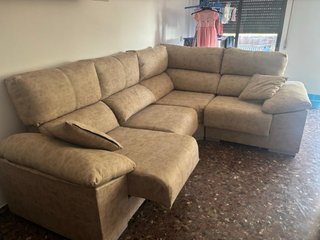 Sofá modular beige y marrón