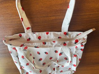 Borsa shopper tote bag stampa fragole bianca