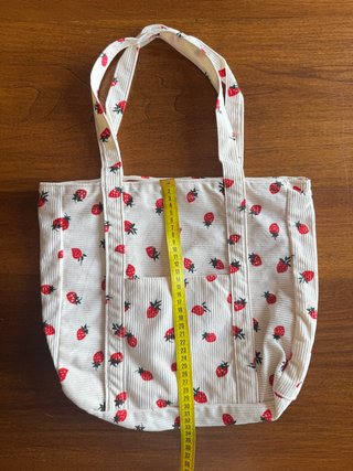 Borsa shopper tote bag stampa fragole bianca