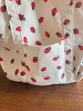 Borsa shopper tote bag stampa fragole bianca