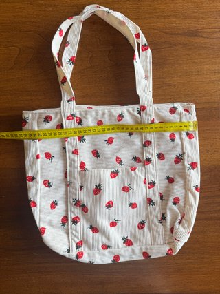 Borsa shopper tote bag stampa fragole bianca