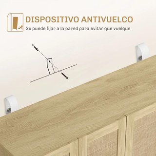 Aparador Salón Cannage 4 Puertas Natural 120cm
