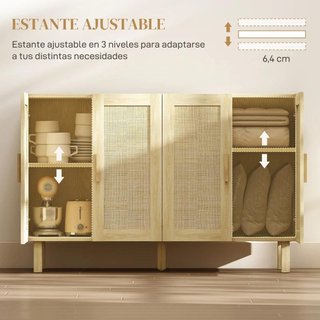 Aparador Salón Cannage 4 Puertas Natural 120cm