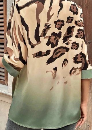 Camisa Animal Print Beige y Marrón