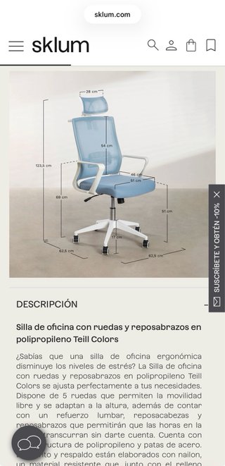 Silla de oficina Sklum beige y blanca