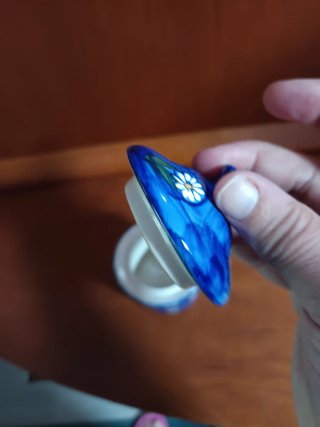 Azucarero de cerámica azul con flores (42)