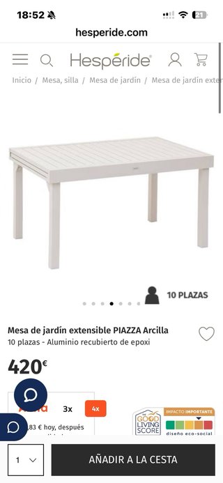 Mesa de jardín aluminio extensible