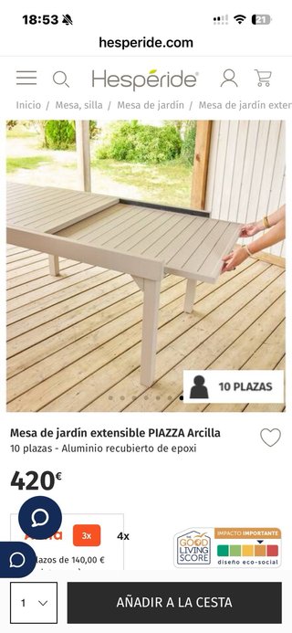 Mesa de jardín aluminio extensible