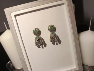 Pendientes Jhumka boho hippie Diseño Pavo Real
