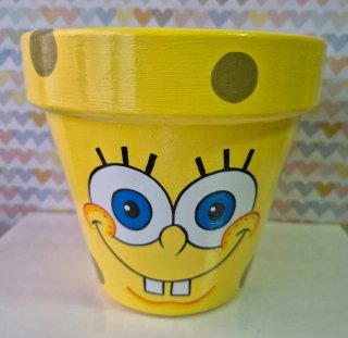 Maceta Artesanal Spongebob 19x18x11cm