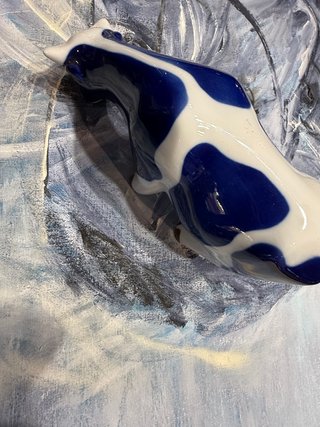 Vaca Porcelana Sargadelos Azul y Blanca