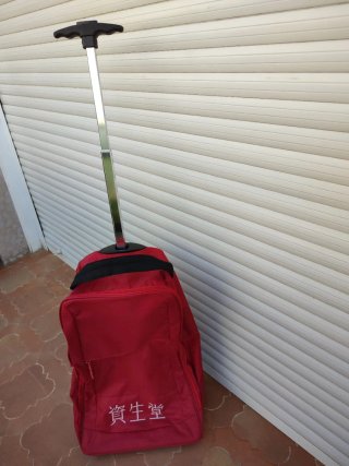 Maleta de mano roja con ruedas