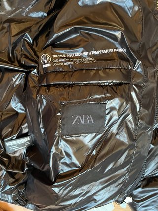 Chaqueta Puffer Viral Zara Negra Plumas Talla S