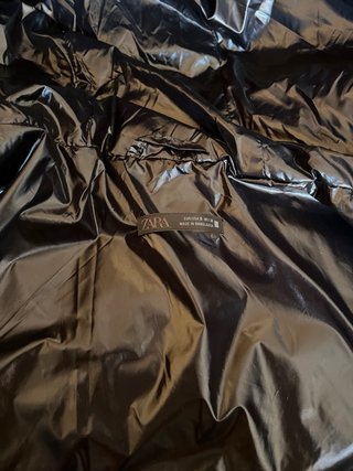 Chaqueta Puffer Viral Zara Negra Plumas Talla S