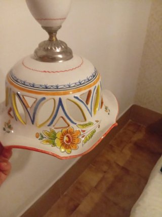 Lámpara techo cerámica artesanal multicolor.