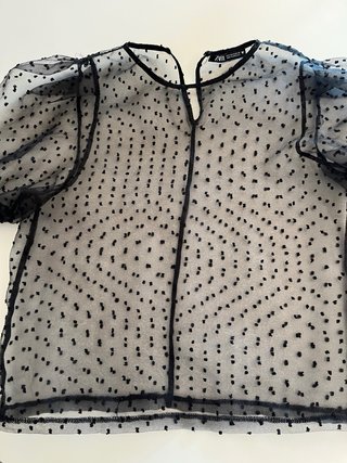 Top Zara Negro Transparente Talla S