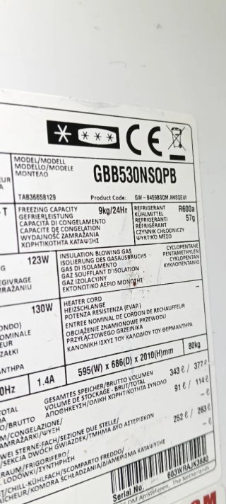 NEVERA COMBI L.G NO FROST ENERGÍA A+