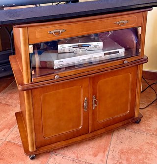 Mueble TV madera y cristal