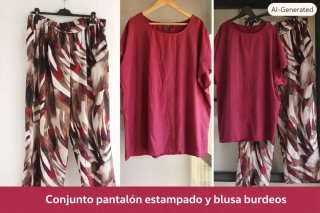 Conjunto talla grande Pantalón y blusa Verano