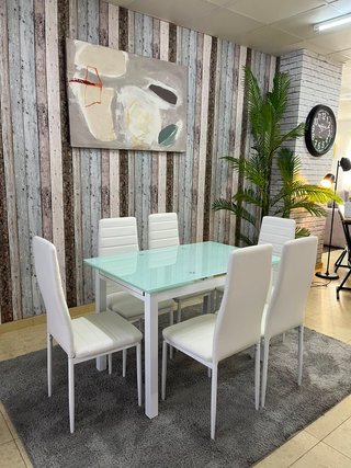 Nuevo! Mesa comedor extensible blanca 6 sillas