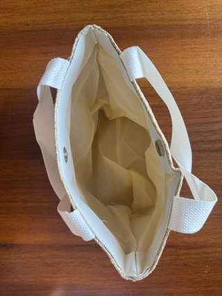 Borsa mini shopper paglia intrecciata beige donna