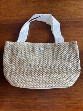 Borsa mini shopper paglia intrecciata beige donna