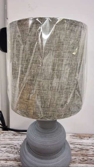 2 Lámparas Mesita Noche Gris Cerámica