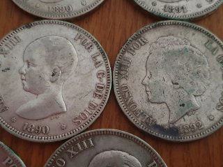10 Monedas 5 Pesetas Plata Alfonso XIII duros